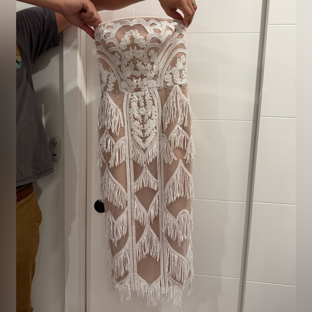 Dress the Population Strapless White Lace Dress
